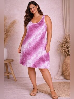 🔥5/$35🔥 Terra & Sky Pink Tie-Dye Scoop Neck Chemise